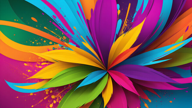 An abstract background inspired by the vibrant Holi festival in India, suitable for wallpaper in an ultra theme.]