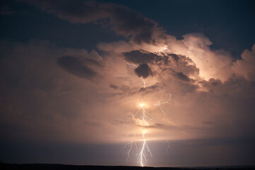 lightning thunderstorm cloud flash starry sky horizon summer night