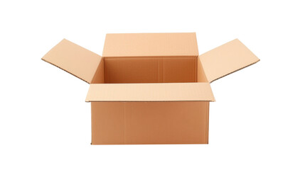 Open Cardboard Box on Transparent Background