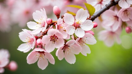 cherry blossoms adorned with a delicate color filter create a serene Sakura season background