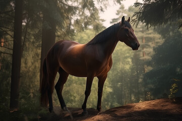 Obraz na płótnie Canvas horse in the field made by midjourney