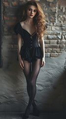 Naklejka premium Young beautiful woman in nylon tights