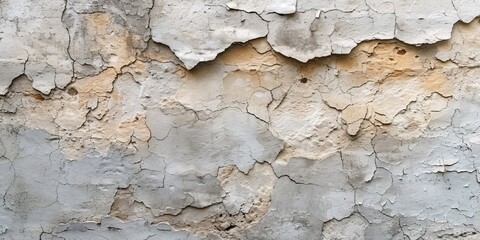 Fototapeta premium Aged cement wall texture with a polished and clean vintage abstract design of cracked, rough stone and cream grunge.