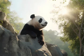 Foto auf Alu-Dibond giant panda eating bamboo made by midjourney © 수영 김