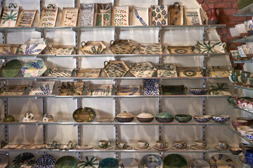 close up shot of Handicrafts for making carved ceramics in the tourist village of Tunis in Fayoum, Egypt