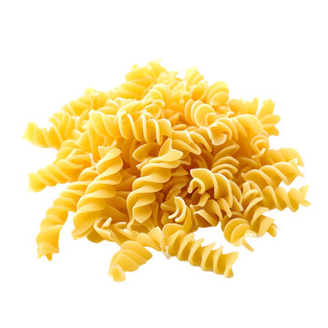 Fusilli pasta isolated on transparent or white background, png