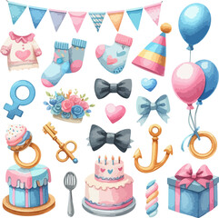 set of birthday party elements