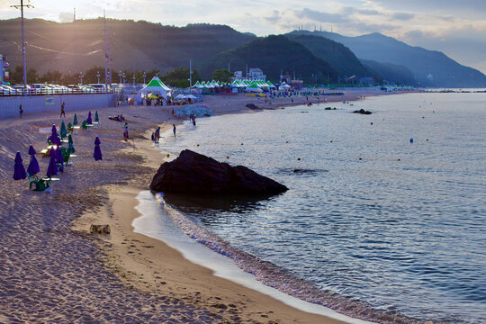 Sunset at Jeongdongjin Beach with Families