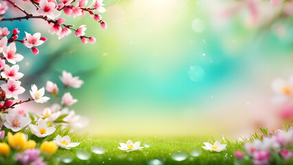 Obraz na płótnie Canvas An image of a blurred springtime background with vibrant colors, perfect for a holiday-themed wallpaper in an ultra theme.