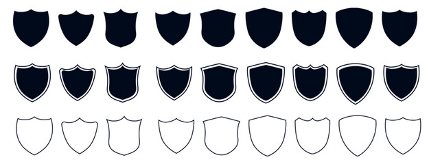 Shield icons. Shields. Protect shield security vector. Collection of security shield icons.  Vector illustration