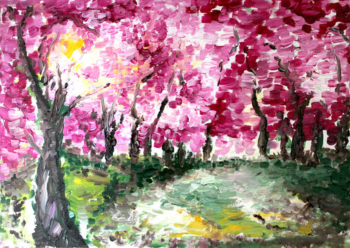 Acrylgem&auml;lde "Kirschbl&uuml;te" 06/2022 
