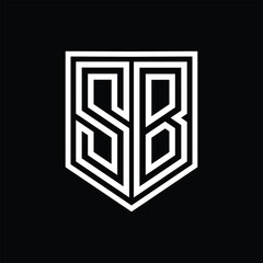 SB Letter Logo monogram shield geometric line inside shield isolated style design