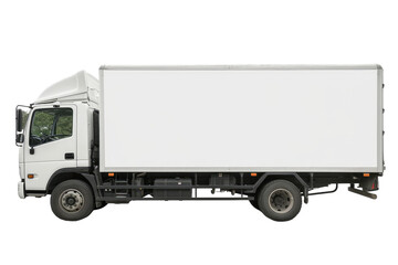 Efficient Panel Truck Transporter on Transparent Background, PNG