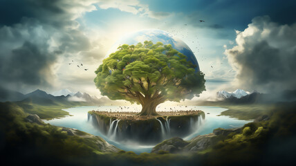 spirit of Earth Day in a surreal and captivating image. Imagine a scene where the wonders of nature merge with the imagination - Powered by Adobe