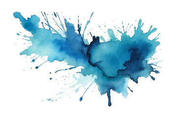 Blue ink watercolor splash paint blob. Blue ink splatter stain abstract vector background.