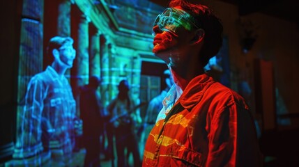 Fototapeta premium In a history cl students actively participate in holographic reenactments of important events gaining a deeper understanding of past