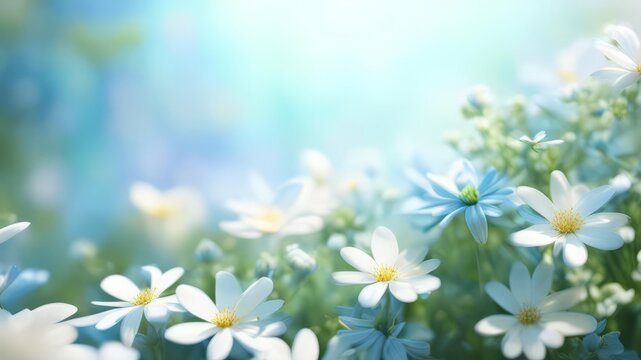 A clearing with daisies and free space for text.