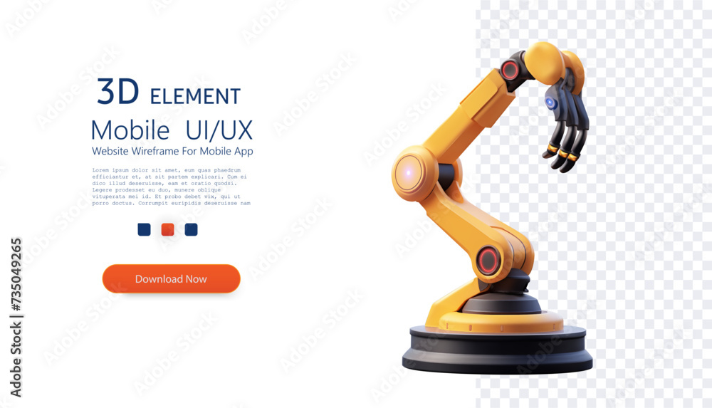 Fototapete robotic arm 3d on white background. highly detailed 3d rendering of a modern robotic arm with articu