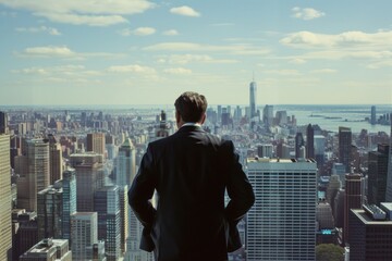 Fototapeta na wymiar a confident CEO overlooking the city skyline from a high-rise office
