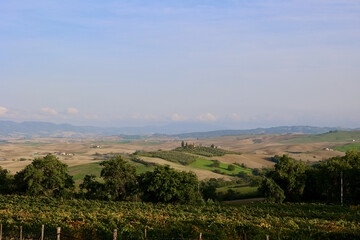 A panoramic view over the hills of Tuscany in autumn, Italy.