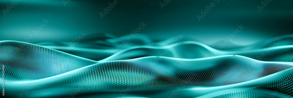 Aufkleber abstract digital wave with glowing particles, futuristic technology and science background in blue, 