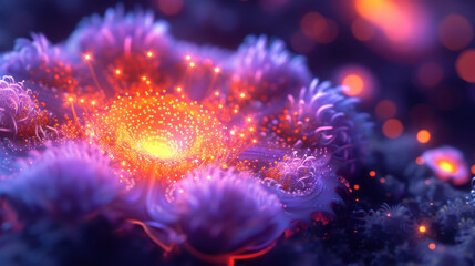 Surreal glowing flower of unknown origin