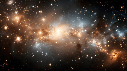 Fototapeta na wymiar Web of distant stars and galaxies in the deep space