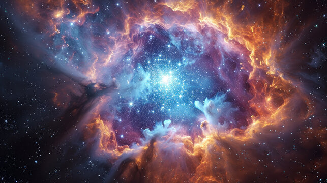 Galaxy, nebula, star forming region in deep space