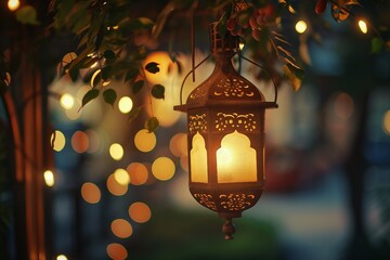 Urban Glow and Ramadan Joys: Lanterns, Dates. Ramadan Mubarak - obrazy, fototapety, plakaty