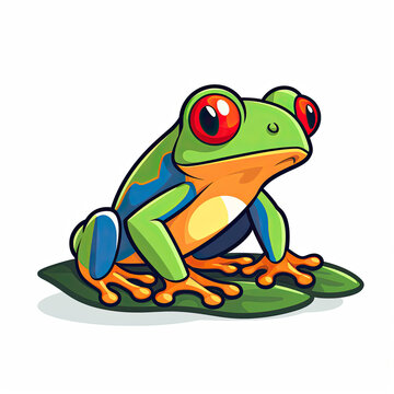 Cute frog cartoon vector logo icon illustration. animal nature icon concept isolated premium vector