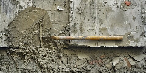 Building trowels against construction site backdrop