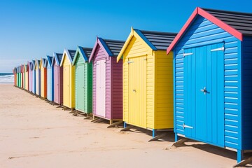a row of colorful huts