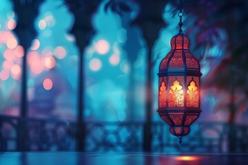 Ramadan Kareem Greeting: Tranquil Mosque Background. Ramadan Mubarak