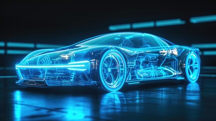Naklejka premium A holographic model of a concept car its tingedge technology and stunning design making it seem like it could be straight out of a