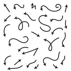 Hand drawn arrows collection Set simple flat arrows isolated on white background. Arrow mark icons and arrow paint. Stock vector