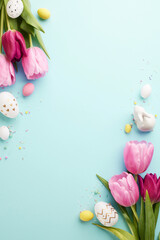 Easter joy in soft pastels, this top view vertical snapshot captures the essence of spring...