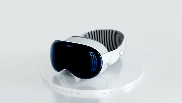 Apple Vision Pro High-tech Futuristic technology VR Glasses -Virtual reality device, 360 VR modern. Isolated on white background. Ukraine, Dnipro: January 2023