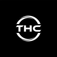 THC letter logo design with black background in illustrator, cube logo, vector logo, modern alphabet font overlap style. calligraphy designs for logo, Poster, Invitation, etc.