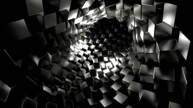 Tunnel with Steel Cubes Background VJ Loop