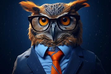 Poster an owl wearing a suit and glasses © Gheorghe