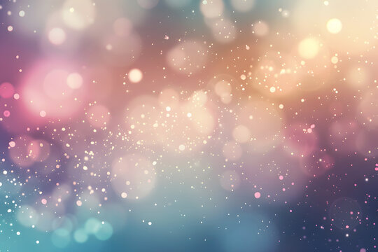 Blue Winter Magic: Abstract Bokeh Background with Sparkling Snowflakes