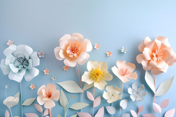 Flowers and butterflies in a vibrant floral spring scene