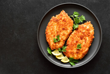 Chicken schnitzel on plate