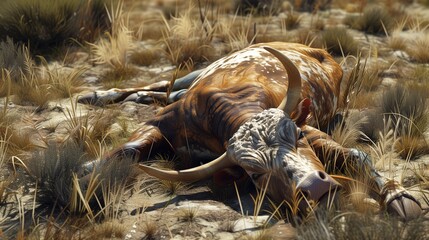 Fototapeta premium Dead cattle seven plagues of Bible Revelation book Generative AI Illustration