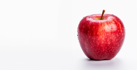 Red apple isolated on white background. Fresh raw organic fruit.