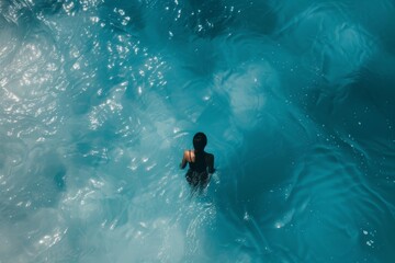 woman in the blue sea Ariel view ,holidays concept