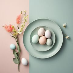 Easter eggs painted in spring colors, easter concept.