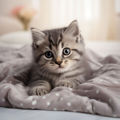 Kitty sleep on pink cushion in a living room