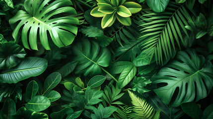 Botanical. Jungle leaves background. closeup nature view of green leaf and palms background. Flat lay, dark nature concept, tropical leaf. adventure nature background of green forest, tropical forest.
