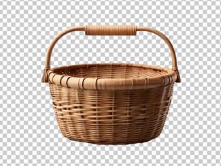 Empty wicker picnic basket in PNG Easter - obrazy, fototapety, plakaty